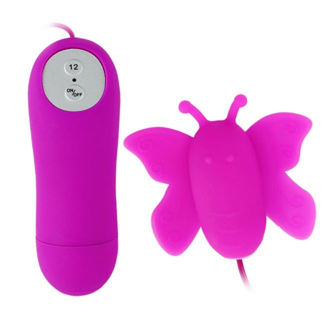 Stimolatore clitoride a farfalla BAILE LOVE EGGS, 12 velocità, telecomando, colore lilla, stimolazione intensa e versatile.