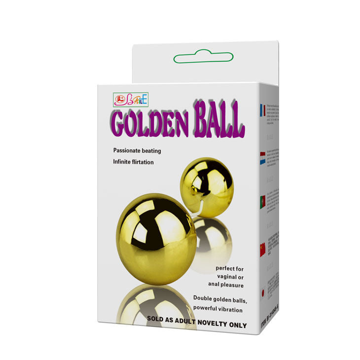 Vibratore a sfere cinesi Golden di BAILE, stimolante, dorato e ergonomico, ideale per il piacere e la stimolazione sensoriale.