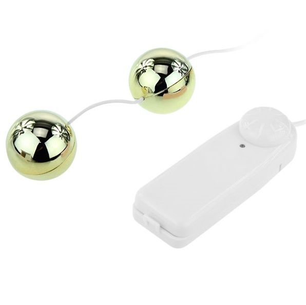 Vibratore a sfere cinesi Golden di BAILE STIMULATING, design elegante in oro, visibile in dettaglio.