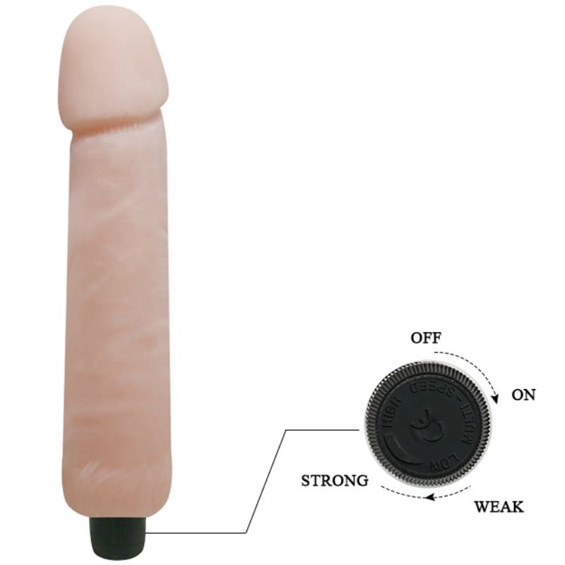 Dildo vibratore Love Companion BAILE VIBRATORS lungo 25 cm, con superficie liscia e dettagli realistici, in silicone nero.