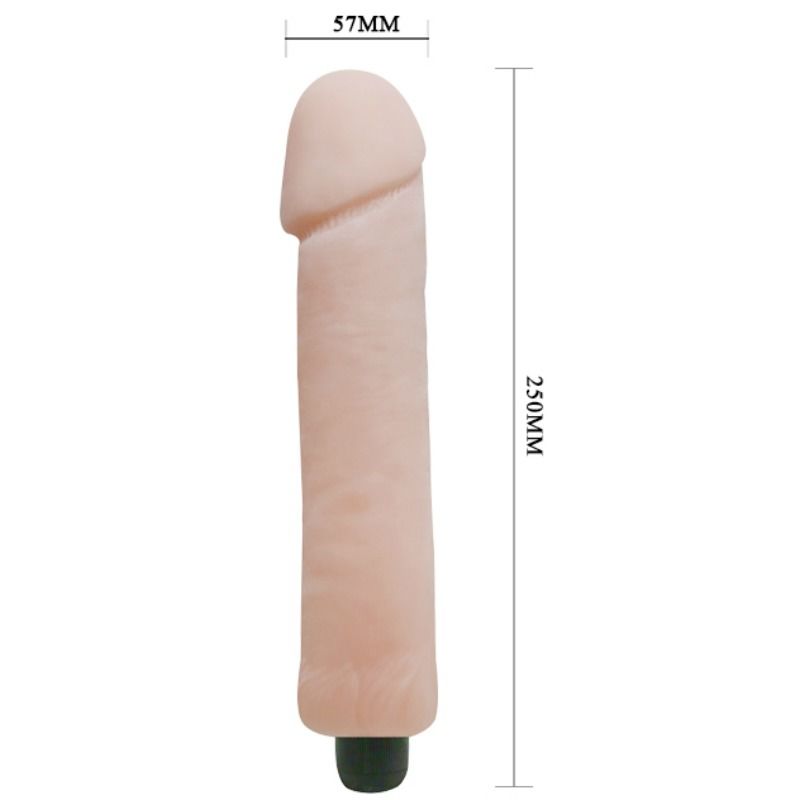 Dildo vibratore Love Companion da 25 cm di BAILE VIBRATORS, dettaglio dell'asta in silicone e pulsanti di controllo.