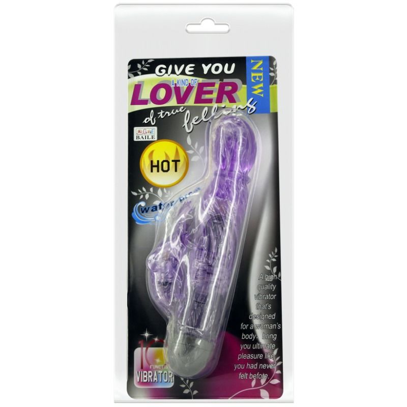 Vibratore con coniglio lilla BAILE VIBRATORS, 10 modalità di stimolazione, design elegante e dettagliate caratteristiche.