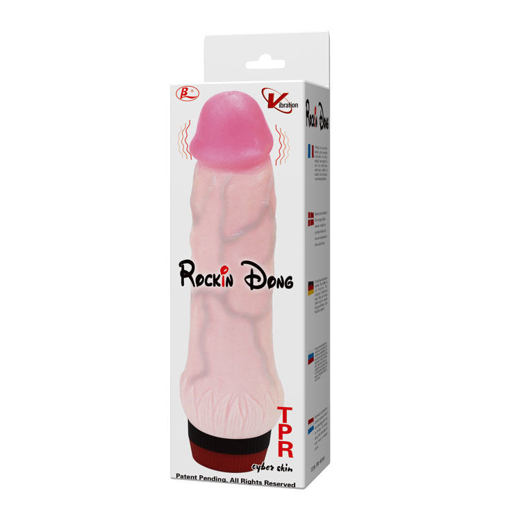 Penis vibratore BAILE Rockin Dong Cyber Skin II, realistico con dettagli naturali, design ergonomico e texture morbida.