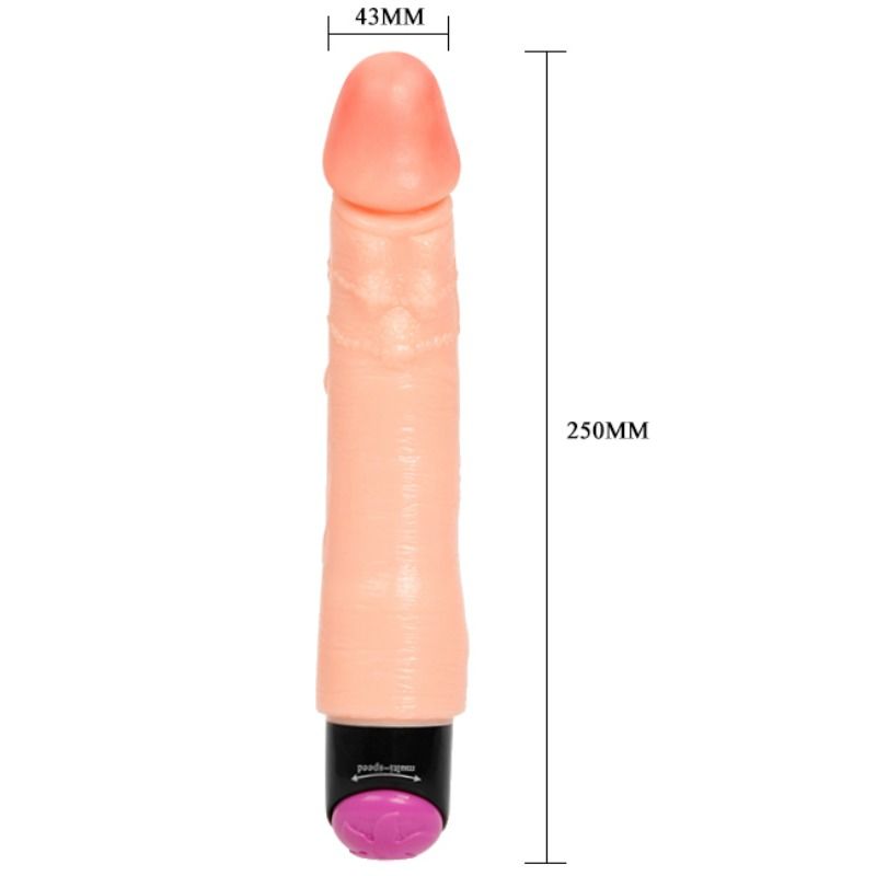 Vibratore flessibile realistico BAILE da 25 cm, design dettagliato e morbido, per piacere e stimolazione.