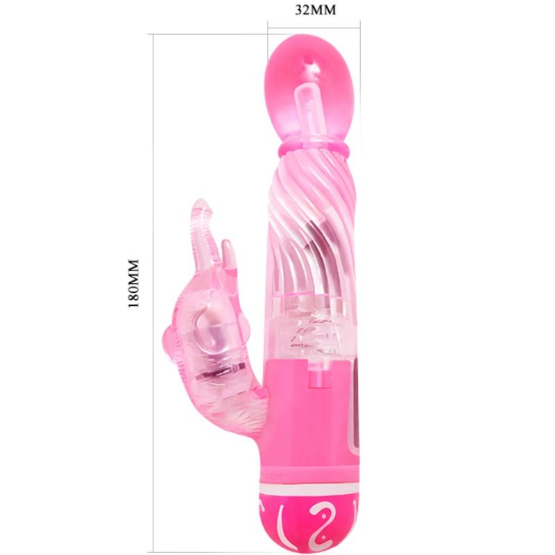 Vibratore multiveloce BAILE con stimolatore rosa, prodotto da BAILE VIBRATORS, visibile con dettagli di design e colori.