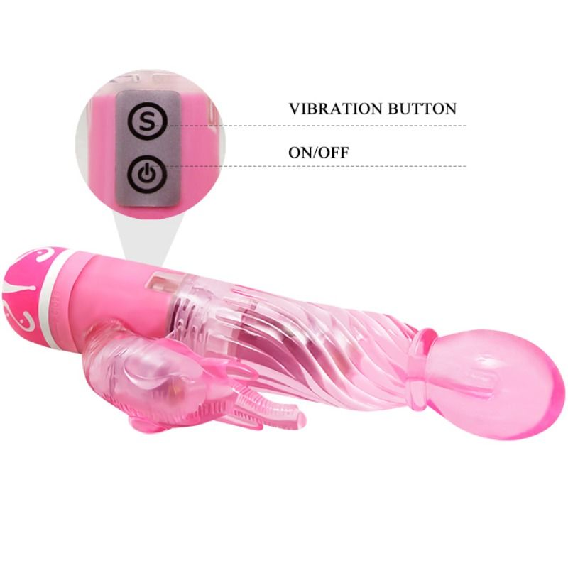 Vibratore multivelocità BAILE con stimolatore rosa, progettato per stimolazione e piacere personale.