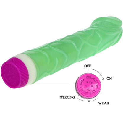 Vibratore Baile Onde di Piacere verde da 23 cm, design ergonomico e morbido, marca Baile Vibrators, oggetto di piacere.