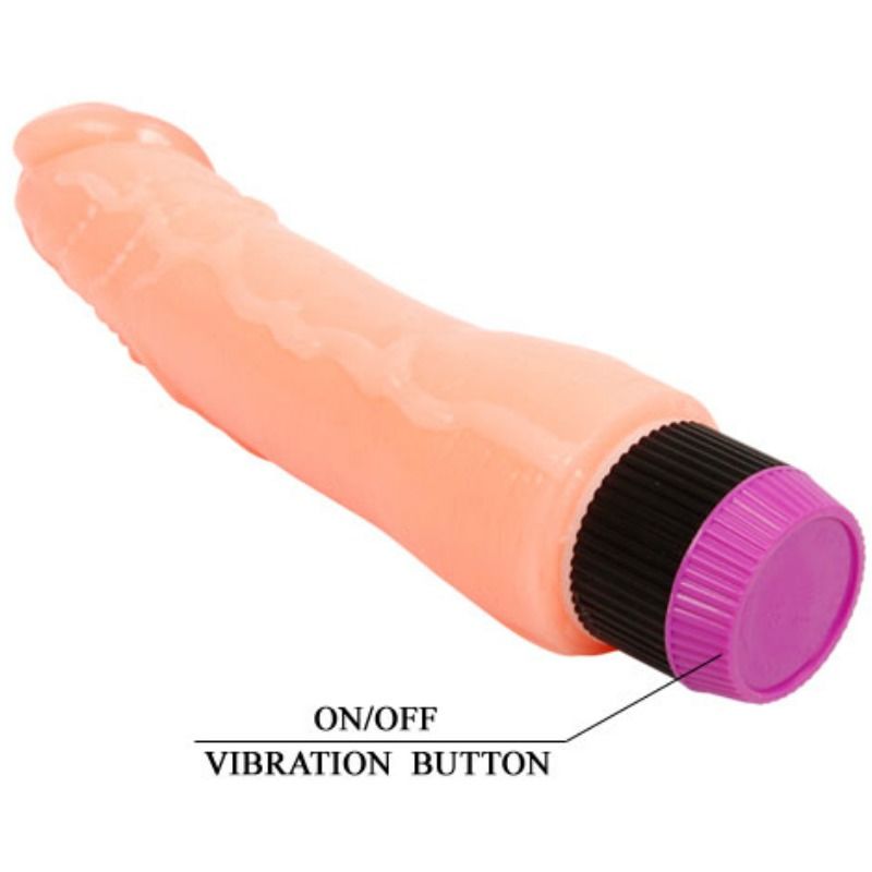 Vibratore realistico flessibile naturale BAILE, lungo 24 cm, con dettagli realistici e superficie morbida, per uso intimo.