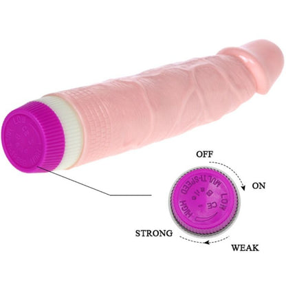 Vibratore realistico per principianti BAILE, lunghezza 21,5 cm, con forma anatomica, in silicone morbido e dettagli realistici.
