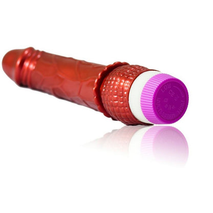Vibratore realistico rosso BAILE da 23 cm, silicone morbido e dettagli realistici, ideato per piacere e stimolazione.