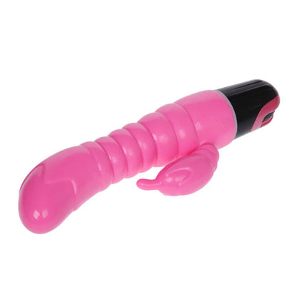 Vibratore rosa BAILE VIBRATORS di 22,5 cm, con design ergonomico e dettagli realistici, visibile in primo piano.