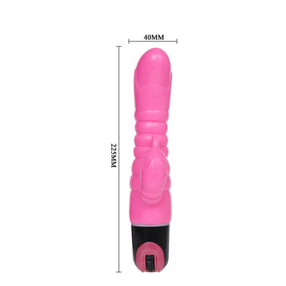 Vibratore rosa BAILE VIBRATORS, lungo 22,5 cm, con forma ergonomica e superficie liscia, posizionato su sfondo neutro.