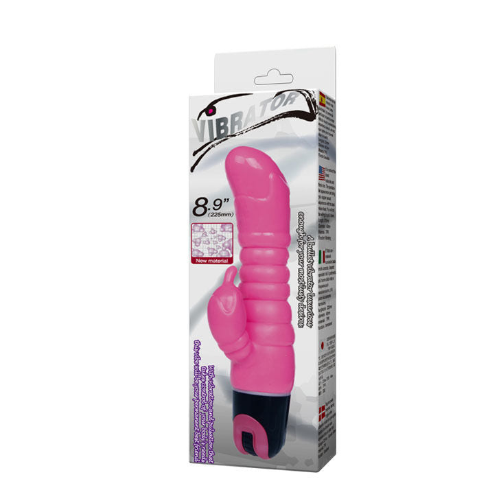 Vibratore rosa BAILE VIBRATORS di 22,5 cm con forma ergonomica e dettagli morbidi, ideale per il piacere personale.