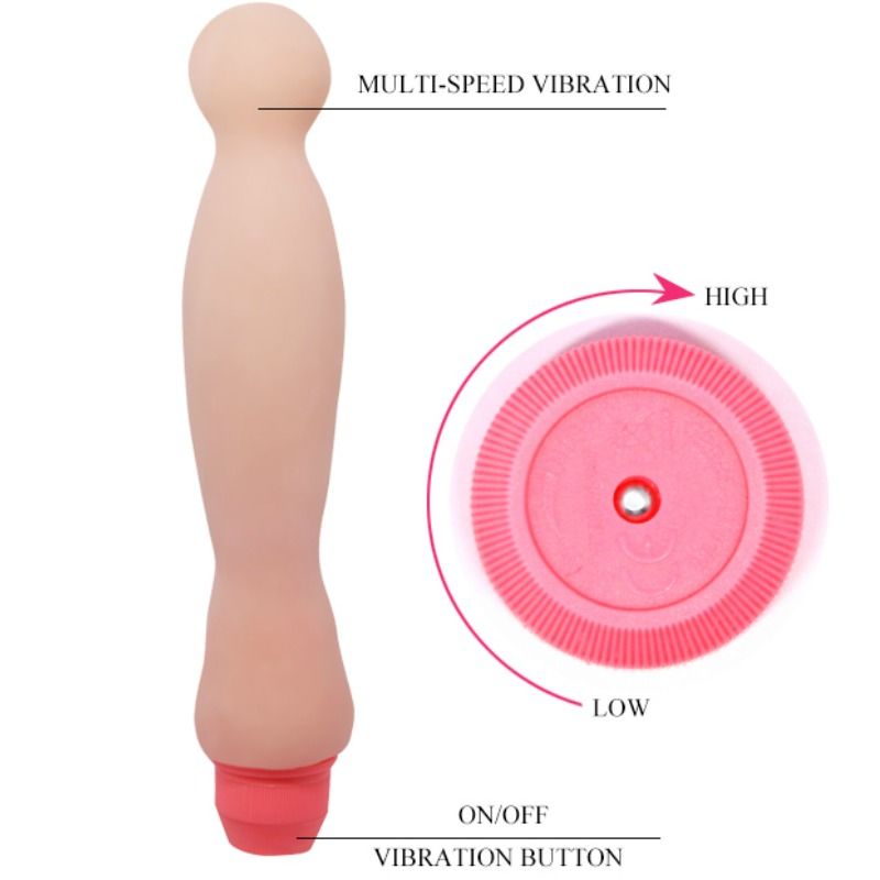 Vibratore sensuale BAILE Flexi Vibe Spine lungo 22 cm con forma flessibile e dettagli ergonomici, in materiali morbidi e lisci.