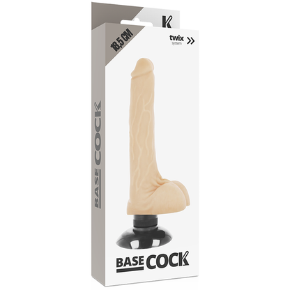 Vibratore realistico BASECOCK da 18,5 cm e 4 cm di diametro, design naturale e dettagli realistici, in silicone morbido.
