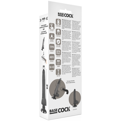 Vibratore realistico BASECOCK da 18,5 cm, forma naturale, con dettagli realistici e superficie liscia.
