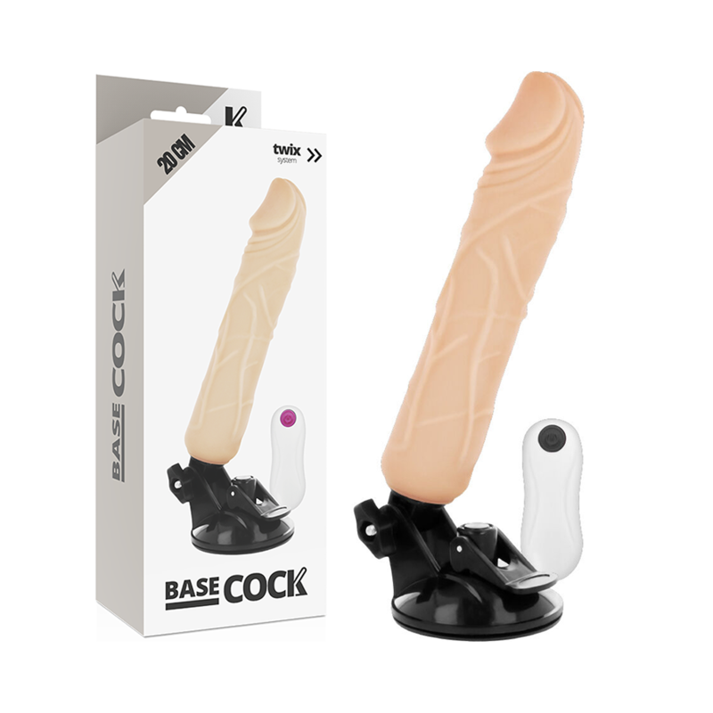 Vibratore realistico telecomando BASECOCK Flesh, lunghezza 20 cm, diametro 4 cm, dettagli realistici in materiale morbido.
