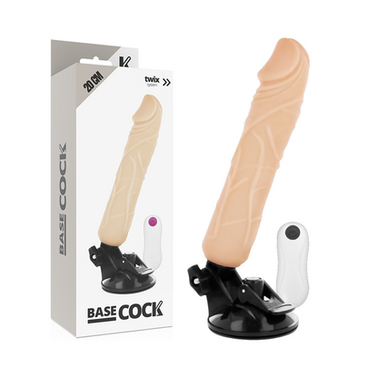 Vibratore realistico telecomando BASECOCK Flesh, lunghezza 20 cm, diametro 4 cm, dettagli realistici in materiale morbido.