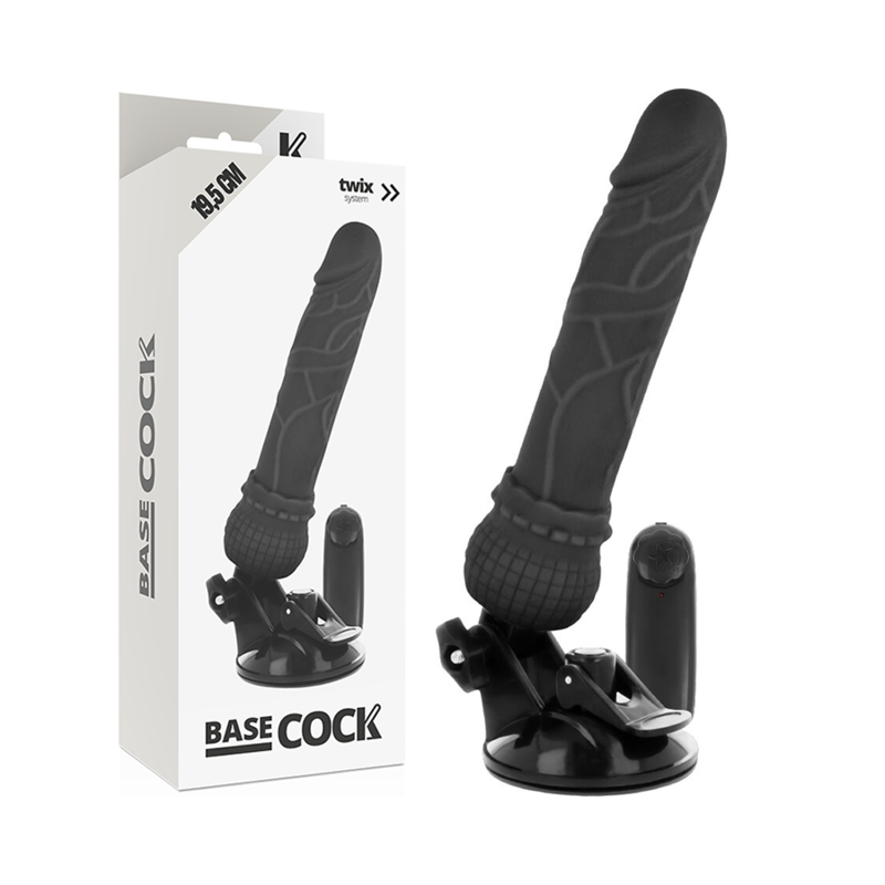 Vibratore telecomando naturale realistico BASECOCK, lunghezza 19,5 cm, diametro 4 cm, dettagli realistici e design ergonomico.