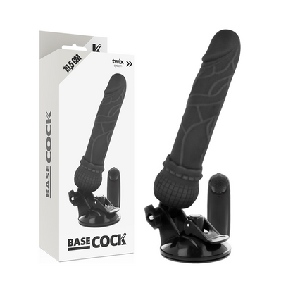 Vibratore telecomando naturale realistico BASECOCK, lunghezza 19,5 cm, diametro 4 cm, dettagli realistici e design ergonomico.