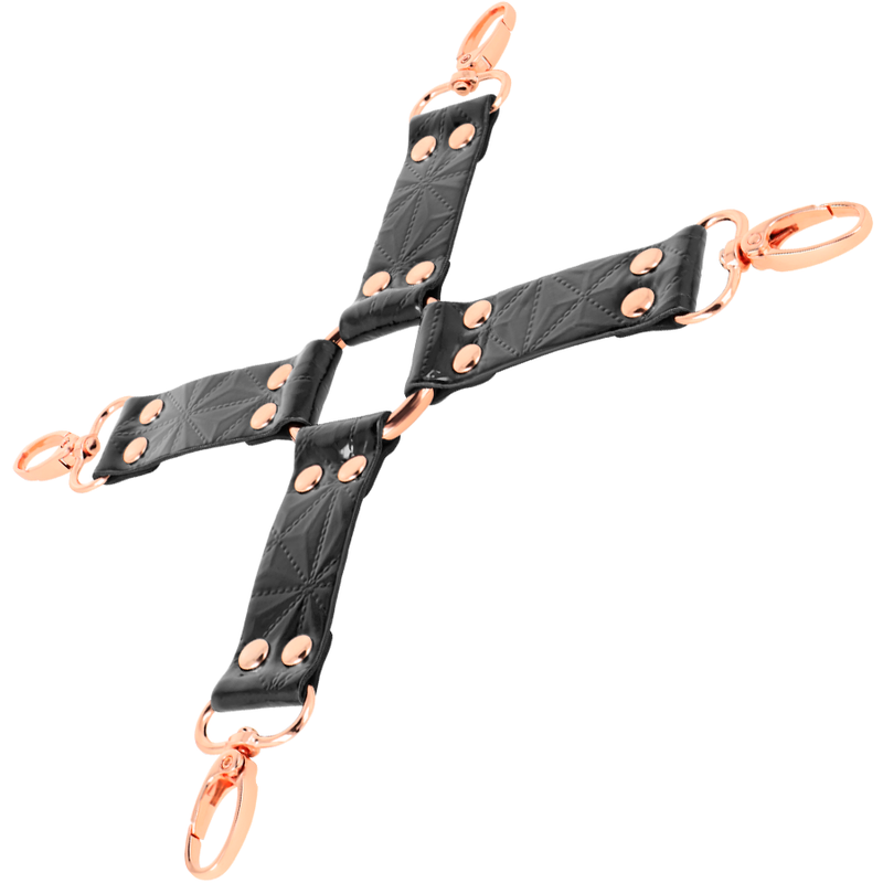 Corda di legatura in pelle vegana BEGME BLACK EDITION Hog Tie, accessorio per giochi BDSM, nero e resistente.
