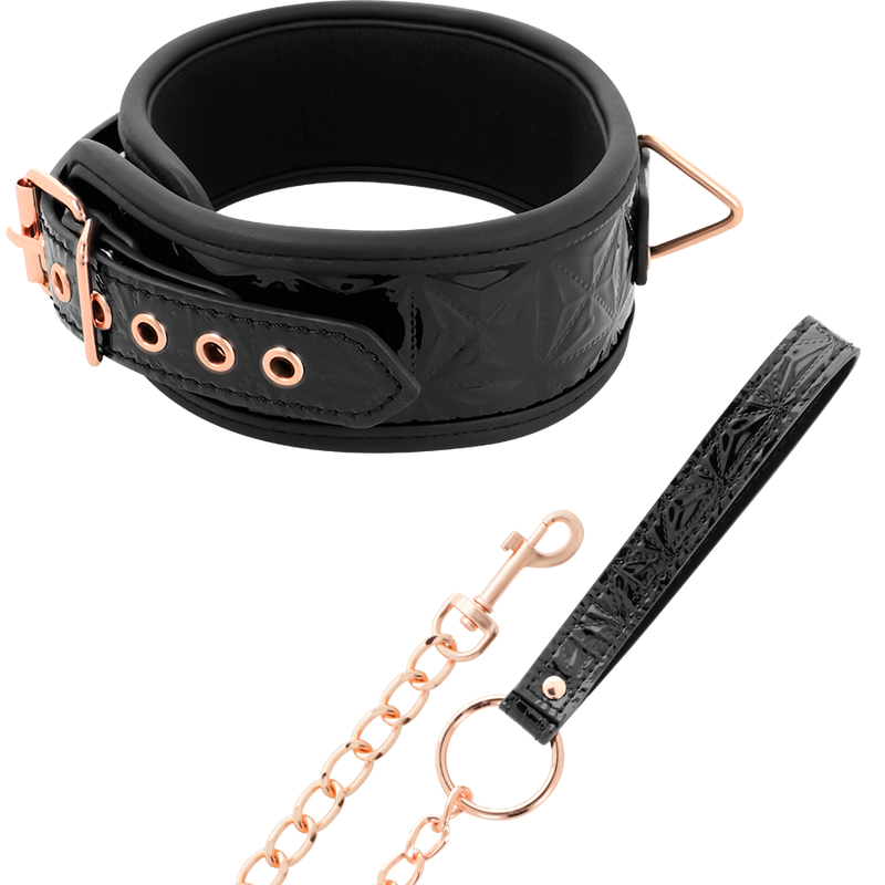 Collare in pelle vegana BEGME BLACK EDITION, elegante e di alta qualità, con finiture nere lucide e design premium.