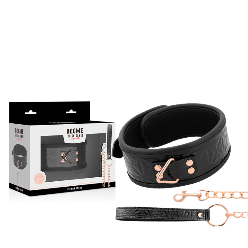Collare in pelle vegana BEGME BLACK EDITION, versione premium, con finiture di alta qualità e design elegante.