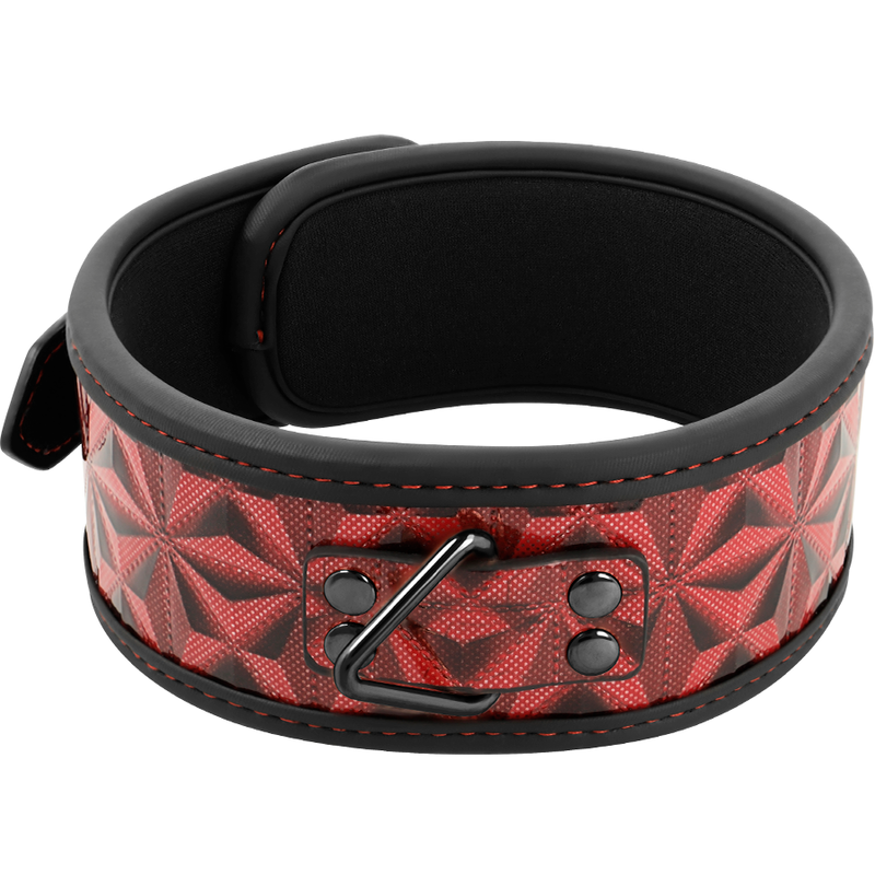 Collare in pelle vegana premium BEGME RED EDITION con fodera in neoprene, colore rosso, stile elegante e resistente.