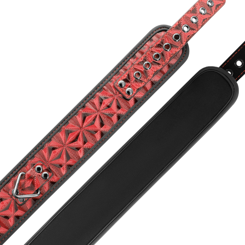 Collare in pelle vegana premium BEGME RED EDITION con fodera in neoprene, elegante e resistente, colore rosso.