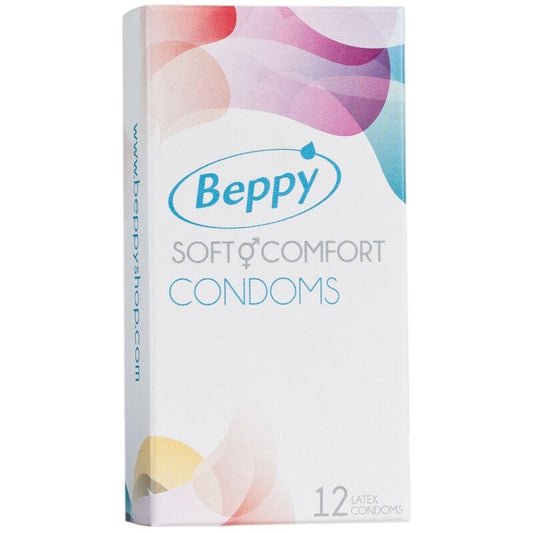Preservativi BEPPY SOFT E COMFORT, confezione da 12 preservativi con texture morbida e confortevole.