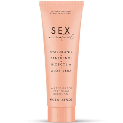 Lubrificante personale a base d'acqua BIJOUX AU NATUREL, bottiglia da 75 ml, con etichetta e apertura visibile.