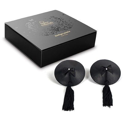 Pasties neri Burlesque di Bijoux Burlesque, copritepi eleganti e decorativi per performance burlesque e spettacoli teatrali.