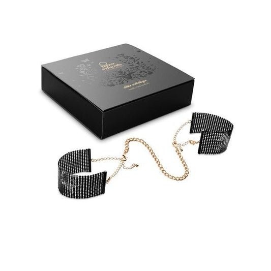 Manette in rete di metallo nero di BIJOUX DESIRE METALLIQUE, accessorio elegante e moderno in metallo nero.