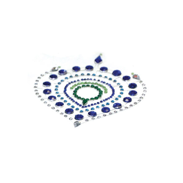 Collana di bijoux desire metallique blu e verde, design discreto e elegante, con dettagli luminosi e raffinati.