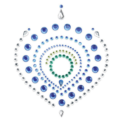 Collana di bijoux desiderio metallique blu e verde con dettagli discreti e vivaci, stile flamboyant e moderno.