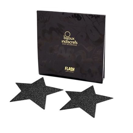 Cappucci per capezzoli BIJOUX FLASH COLLECTION Indiscreti Black Star Flash, dettagli eleganti e design discreto in nero.
