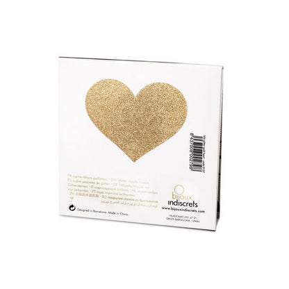 Piercing copri capezzoli a forma di cuore dorato della collezione BIJOUX FLASH COLLECTION, con dettagli eleganti e scintillanti