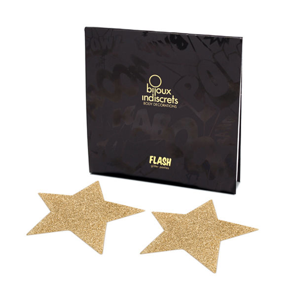 Copricapezzoli BIJOUX INDISCRETS Flash Golden Star della collezione BIJOUX FLASH COLLECTION, dettaglio elegante e brillante.