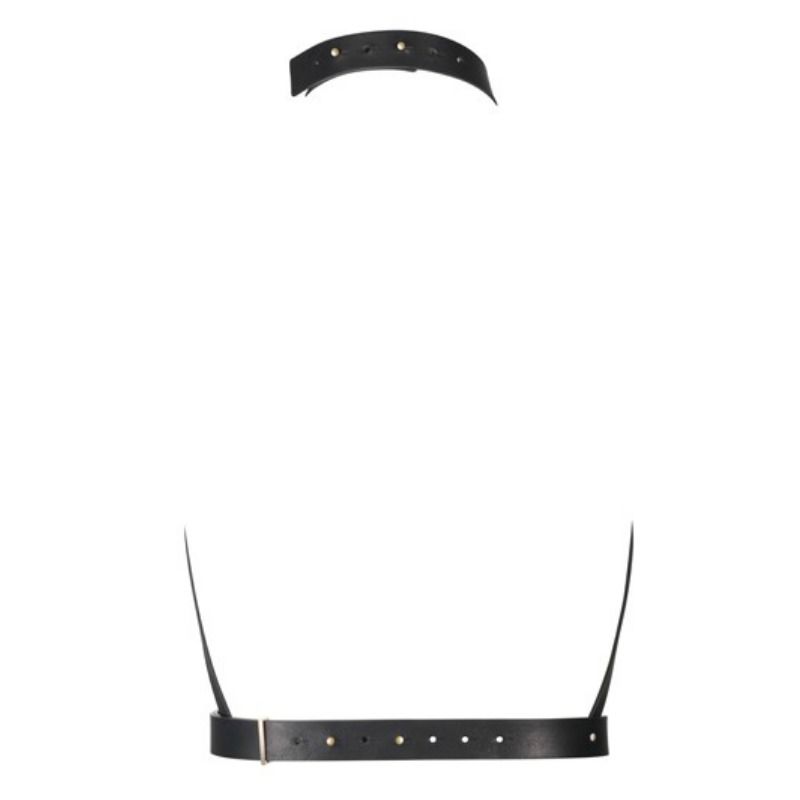 Collare nero in pelle per donne BIJOUX INDISCRETS MAZE H PETTORINA NERA, dettaglio elegante e raffinato.