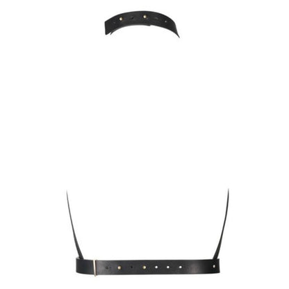 Collare nero in pelle per donne BIJOUX INDISCRETS MAZE H PETTORINA NERA, dettaglio elegante e raffinato.