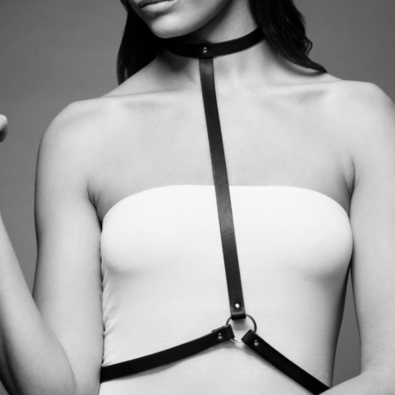 Pettorina nera BIJOUX MAZE INDISCRETS MAZE, elegante e raffinata, mostrata in primo piano su sfondo neutro.