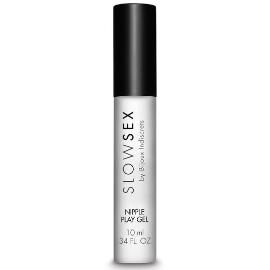 Gel stimolante per capezzoli BIJOUX SLOW SEX, flacone da 10 ml con etichetta con dettagli del prodotto e marca.