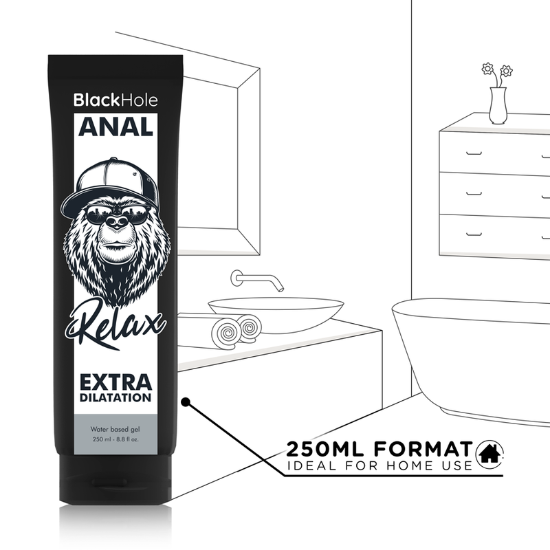 Gel a base d'acqua Black Hole per dilatazione anale, flacone da 250 ml, gel lubrificante intimo e confortevole