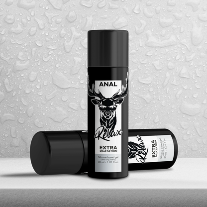 Gel di dilatazione anale BLACK HOLE in silicone, flacone da 30 ml, mostra il packaging e il prodotto in primo piano