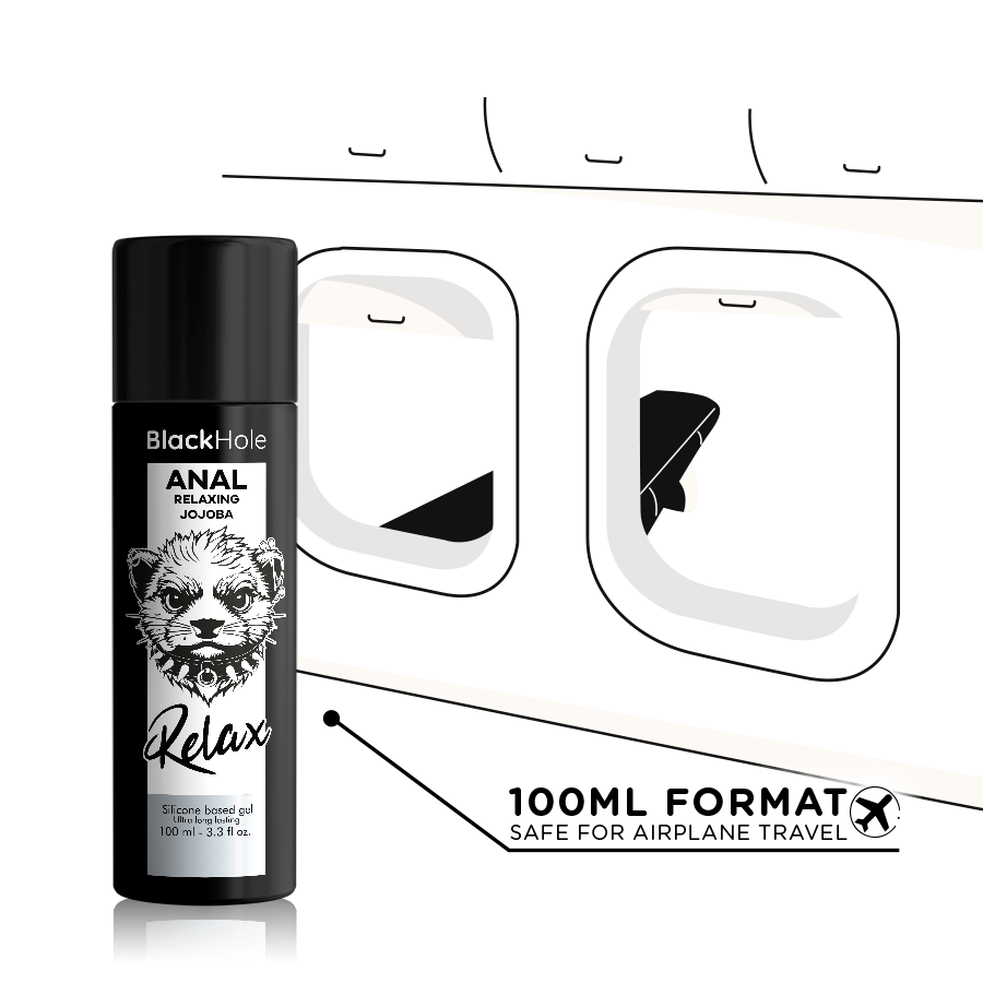 Gel anal rilassante BLACK HOLE con jojoba, base in silicone da 100 ml, morbido e confortevole per il massimo relax
