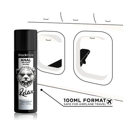 Gel anal rilassante BLACK HOLE con jojoba, base in silicone da 100 ml, morbido e confortevole per il massimo relax