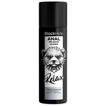Gel lubrificante anal rilassante Black Hole con jojoba, base in silicone da 30 ml, ideale per il comfort e il relax.