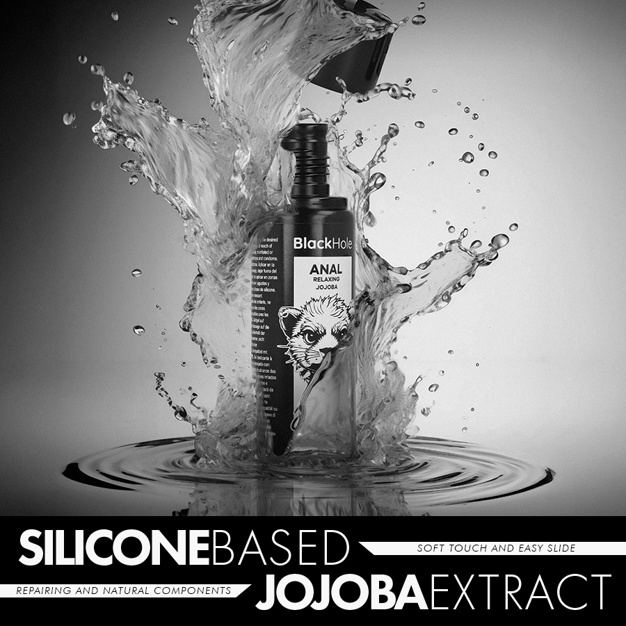 Gel rilassante anale BLACK HOLE con jojoba, base in silicone da 30 ml, morbido e confortevole per il massimo comfort.