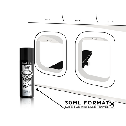 Gel anal rilassante BLACK HOLE con jojoba, base in silicone da 30 ml, per relax e comfort.