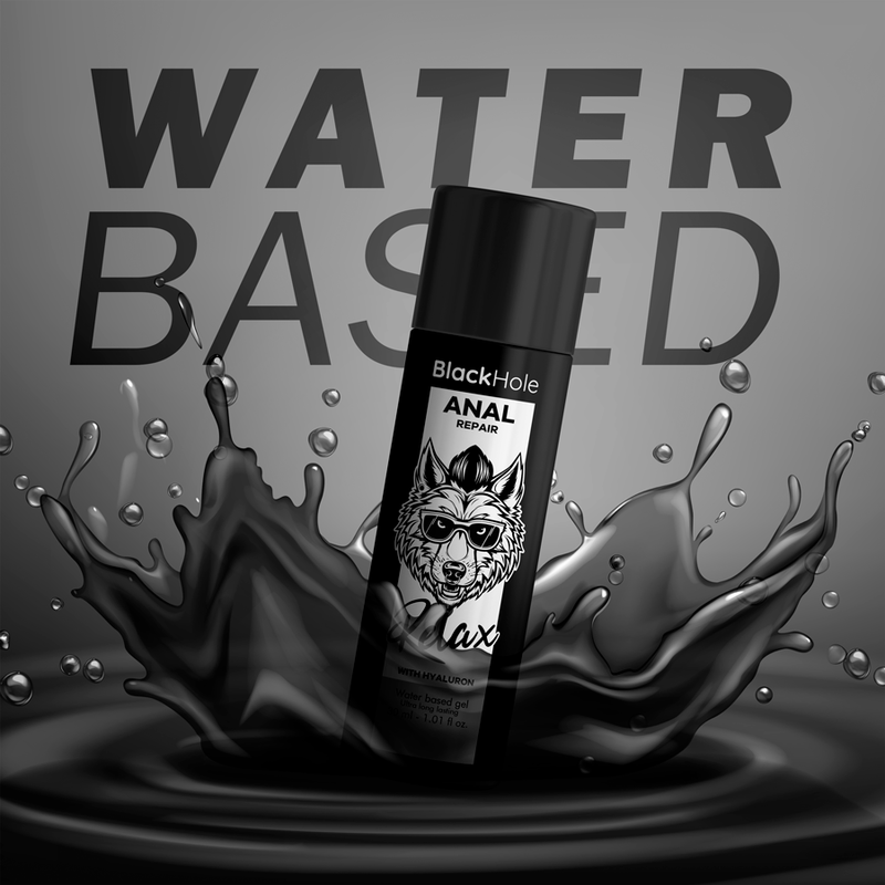 Riparatore anale BLACK HOLE a base d'acqua Relax con ialuronico, 30 ml, ideale per il comfort e la cura della zona anale.